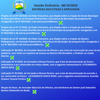 RESUMO DA SESSÃO ORDINÁRIA - 08 DE OUTUBRO DE 2025