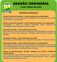 SESSÃO ORDINÁRIA - MATÉRIAS APROVADAS
