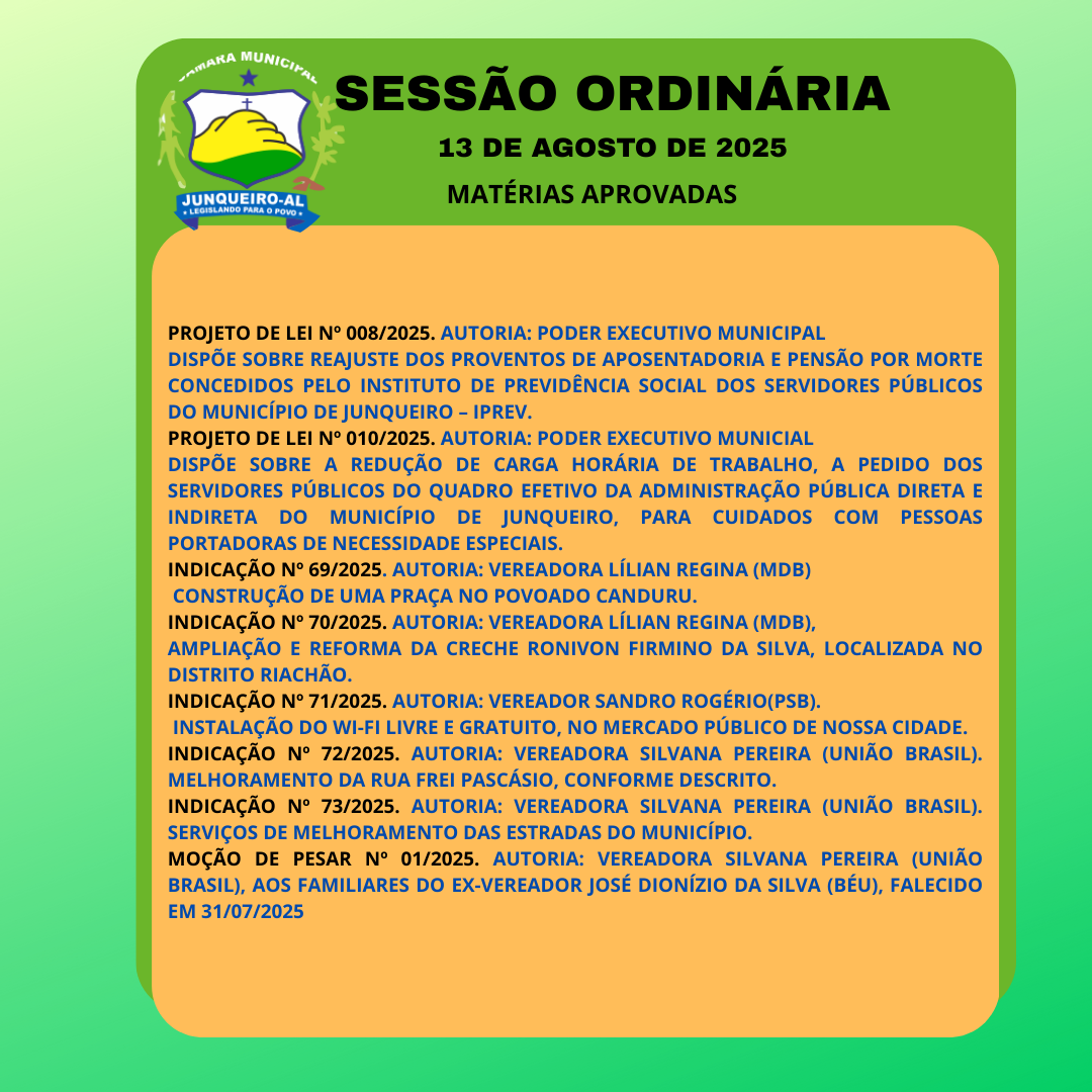 VEREADORES APROVAM PROJETOS DE LEIS QUE BENEFICIAM SERVIDORES PÚBLICOS E APOSENTADOS